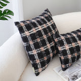 SOGA 2X 50cm Modern Plaid Pattern Blush Pink Gray Decorative Throw Pillow