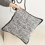 SOGA 45cm Vintage Leopard Print Sofa Black & White Grid Wide Edge Square Throw Pillow