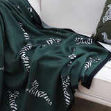 SOGA 2X Forest Green Zebra Print Throw Blanket 130x180cm Acrylic