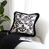 SOGA 45cm Vintage Black Herringbone Pillowcase Set & Square Throw Pillow