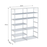 SOGA 12-Shelf Tier Shoe Storage Shelf Space-Saving Caddy Rack Organiser with Side Hooks White
