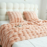 SOGA 2X 160X200cm Throw Blanket Pink Double Layer Rabbit Fur Cozy Comfort with Stylish Decor