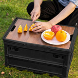 SOGA 2X 52.5x35.5cm 55L Black Car & Camping Foldable Storage Box Crate Stackable Container No Handle