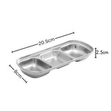 SOGA 20.5cm Silver Sauce Pan with Three Compartments Divided Sauce Dish Kitchen Essential