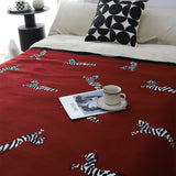 SOGA 2X Wine red Zebra Print Throw Blanket 130x180cm Acrylic