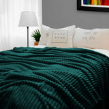 SOGA Dark GreenThrow Blanket Warm Cozy Striped Pattern Thin Flannel Coverlet Fleece Bed Sofa Comforter