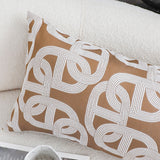 SOGA 2X 35cm Artistic Camel Brown White Geometric Pattern Throw Pillow