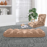 SOGA 2X Floor Recliner Folding Lounge Sofa Futon Couch Folding Chair Cushion Light Apricot
