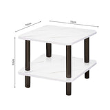 SOGA 2X 70cm White Stone-Patterned Round Tables – Modern Design with Black Metal Legs