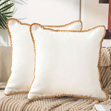 SOGA 45cm Warm Wood Tone & Apricot Shell Edged Square Throw Pillow