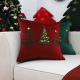 SOGA 2X 45cm Burgundy Red Throw Pillow with Three Embroidered Christmas Trees Festive Holiday Square Cushion Home Decor