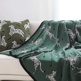 SOGA 2X Olive Green Zebra Print Throw Blanket 130x180cm 100% Cotton