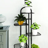 SOGA 5 Tier 6 Pots Black Metal Plant Stand Flowerpot Display Shelf Rack Indoor Home Office Decor