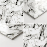 SOGA Peel & Stick Floor and Wall Tiles 30 x 60cm 10 Pack Black White Faux Marble