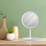 SOGA 26cm White Round Smart LED Makeup Bedroom Table Vanity Mirror Tricolor Adjustable Light