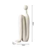 SOGA 2X 10x28cm Ornament Modern Stickman Art Sculpture Minimalist Resin Statue Round Head for Home Decor and Bookend