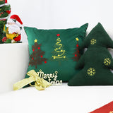 SOGA 2X 45cm Throw Pillow Green Three Embroidered Christmas Trees for Festive Holiday Square Cushion Home Decor