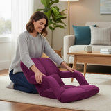 SOGA 2X Foldable Lounge Cushion Adjustable Floor Lazy Recliner Chair with Armrest - Magenta