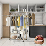 SOGA 2X 200cm Stainless Steel Floor-Standing Clothes Rack - Durable and Space-Saving Laundry Organizer