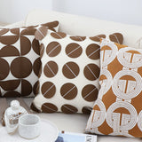 SOGA 2X 45cm Brown Leather Square Pillow with 3D Circle Pattern Decorative Cushion for Living Room