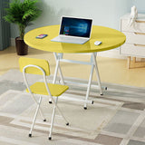 SOGA Yellow Dining Table Portable Round Surface Space Saving Folding Desk Home Decor