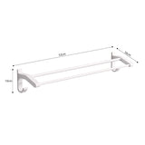 SOGA 2X 52cm White Wall-Mounted Double Pole Towel Holder Bathroom Organiser Rail Hanger with Hooks