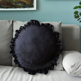 SOGA 2X 45cm Butterfly Black Vintage Lotus Leaf Edge Round Throw Pillow