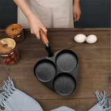 SOGA 3 Mold Cast Iron Breakfast Fried Egg Pancake Omelette Fry Pan