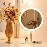 SOGA 26cm White Round Smart LED Makeup Bedroom Table Vanity Mirror Tricolor w/ 5x Magnification