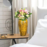 SOGA 35x17cm Yellow Large Ceramic Flower Vase Elegant Living Room Home Decor