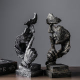 SOGA 31cm Shush Face Resin Sculpture – Silent Abstract Decor
