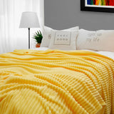 SOGA Yellow Throw Blanket Warm Cozy Striped Pattern Thin Flannel Coverlet Fleece Bed Sofa Comforter