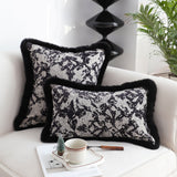 SOGA 2X 30cm Vintage Black Pillowcase Set Black Herringbone Pattern Lumbar Throw Pillow