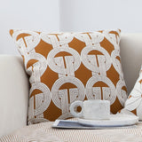 SOGA 50cm Throw Pillow Brown Circular Chain Jacquard  Decorative Square for Home Decor