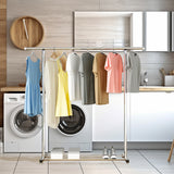 SOGA 2X 180cm Stainless Steel Floor-Standing Clothes Rack - Durable and Space-Saving Laundry Organizer