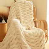 SOGA 2X 150x200cm Throw Blanket White Double Layer Rabbit Fur Cozy Comfort with Stylish Decor