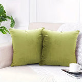 SOGA 2X 45cm Subtle Fluorescent Green Foliage Velvet Square Throw Pillow