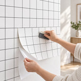 SOGA Peel & Stick Floor and Wall Tiles 30 x 60cm 10 Pack White Grid Tile Look