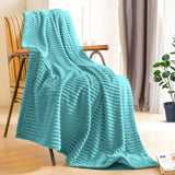 SOGA Sky Blue Throw Blanket Warm Cozy Striped Pattern Thin Flannel Coverlet Fleece Bed Sofa Comforter