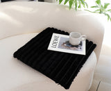 SOGA 2X Black Corduroy Square Cushion Soft Leaning Plush Backrest Throw Seat Pillow