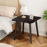 SOGA 2X 40cm Black Stone-Patterned Round Tables – Compact Modern Design with Black Metal Legs