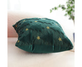 SOGA 45cm Teal Christmas Tree Gold Star Holiday Pillow