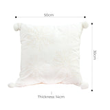 SOGA 2X 45cm Throw Pillow White Soft Plush Christmas Snowflake Ball Square For festive Holiday