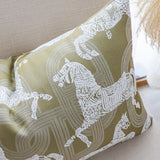 SOGA 2X 35cm Vintage Olive Green White Horse Pattern Throw Pillow