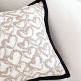 SOGA 2X 50cm Elegant Beige Scrollwork Pattern Black Trim Decorative Throw Pillow