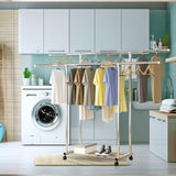 SOGA 2X 200cm Stainless Steel Floor-Standing Clothes Rack - Durable and Space-Saving Laundry Organizer