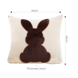 SOGA 2X 45cm Throw Pillow Light Tan Square Cushion with Soft Coffee Bunny Design Decorative Home Decor