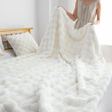 SOGA 2X 160X200cm Throw Blanket  White Double Layer Rabbit Fur Cozy Comfort with Stylish Decor