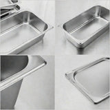 SOGA 2X Gastronorm GN Pan Full Size 1/3 GN Pan 20cm Deep Stainless Steel Tray