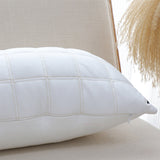 SOGA 30cm White Quilted Grid Pattern Decorative Throw Pillow